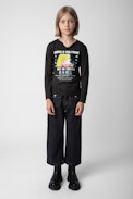 Boxo Girls’ T-Shirt - Girls’ black long-sleeved cotton jersey T-shirt with manga print.
