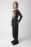 Boxo Girls’ T-Shirt - Girls’ black long-sleeved cotton jersey T-shirt with manga print.
