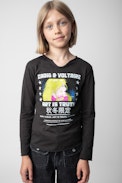 Boxo Girls’ T-Shirt - Girls’ black long-sleeved cotton jersey T-shirt with manga print.