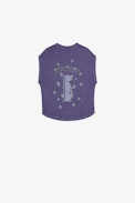 Thya Girls’ T-shirt - Girls’ purple short-sleeved slub cotton jersey T-shirt with prints.