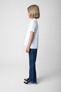 Porter Girls’ T-Shirt - Girls’ white short-sleeved cotton jersey T-shirt with diamanté and wings motif.