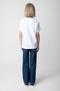Porter Girls’ T-Shirt - Girls’ white short-sleeved cotton jersey T-shirt with diamanté and wings motif.