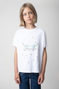 Porter Girls’ T-Shirt - Girls’ white short-sleeved cotton jersey T-shirt with diamanté and wings motif.