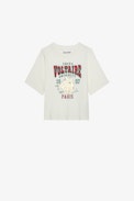 Anie Girls’ T-Shirt - Girls’ beige cotton jersey short-sleeved T-shirt with print.