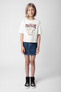 Anie Girls’ T-Shirt - Girls’ beige cotton jersey short-sleeved T-shirt with print.