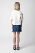 Anie Girls’ T-Shirt - Girls’ beige cotton jersey short-sleeved T-shirt with print.