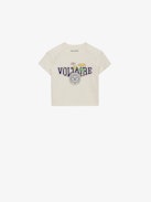 T-shirt Anja Fille - T-shirt fille à manches courtes en jersey coton écru orné d'illustration.