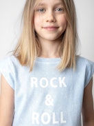 Alin Girls’ T-shirt - Girls’ short-sleeved T-shirt with “Rock & Roll” slogan.