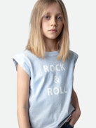 Alin Girls’ T-shirt - Girls’ short-sleeved T-shirt with “Rock & Roll” slogan.