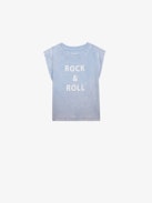 Alin Girls’ T-shirt - Girls’ short-sleeved T-shirt with “Rock & Roll” slogan.