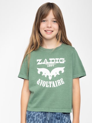 Amber Girl's T-shirt - Round neck t-shirt, regular fit, printed "Zadig&Voltaire" logo on front.