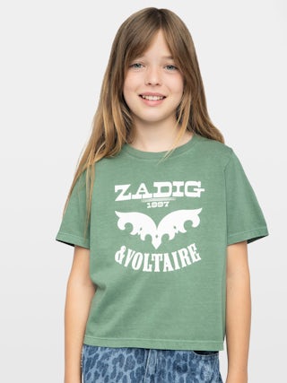 Amber Girl's T-shirt - Round neck t-shirt, regular fit, printed "Zadig&Voltaire" logo on front.