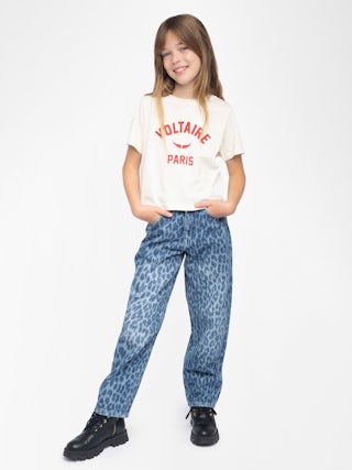 Amber Girl's T-shirt - Round neck t-shirt, regular fit, "Voltaire Paris" logo printed on the front.