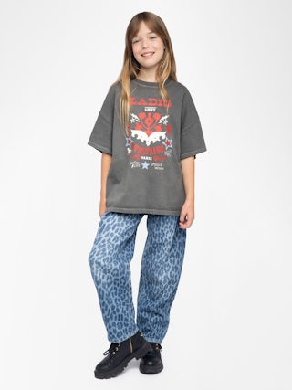 Jorja Girl's T-shirt - Oversized fit t-shirt, round neck with western print on the front.