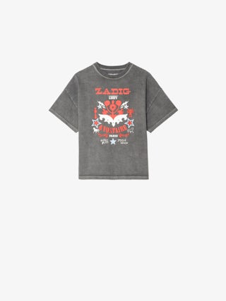 Jorja Girl's T-shirt - Oversized fit t-shirt, round neck with western print on the front.