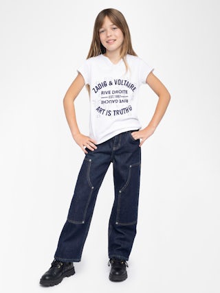 Boxo Girls T-shirt - Henley t-shirt, short sleeves, flocked logo on front, wing embroidery on sleeve.