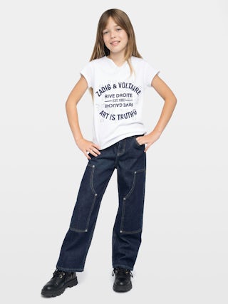 Boxo Girls T-shirt - Henley t-shirt, short sleeves, flocked logo on front, wing embroidery on sleeve.