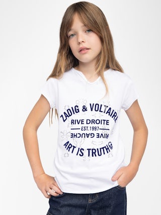 Boxo Girls T-shirt - Henley t-shirt, short sleeves, flocked logo on front, wing embroidery on sleeve.