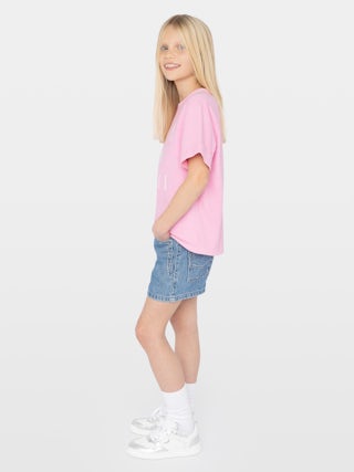 T-shirt Jis Girl - - Short sleeves with rolled detail
- Front print with studs
- Back print with rhinestones