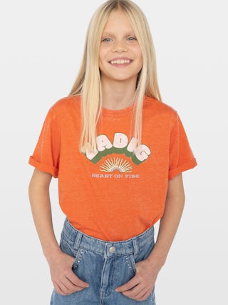 T-shirt Niels Girl - Short-sleeved jersey T-shirt with burnout finish. Front print.