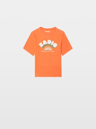 T-shirt Niels Girl - Short-sleeved jersey T-shirt with burnout finish. Front print.