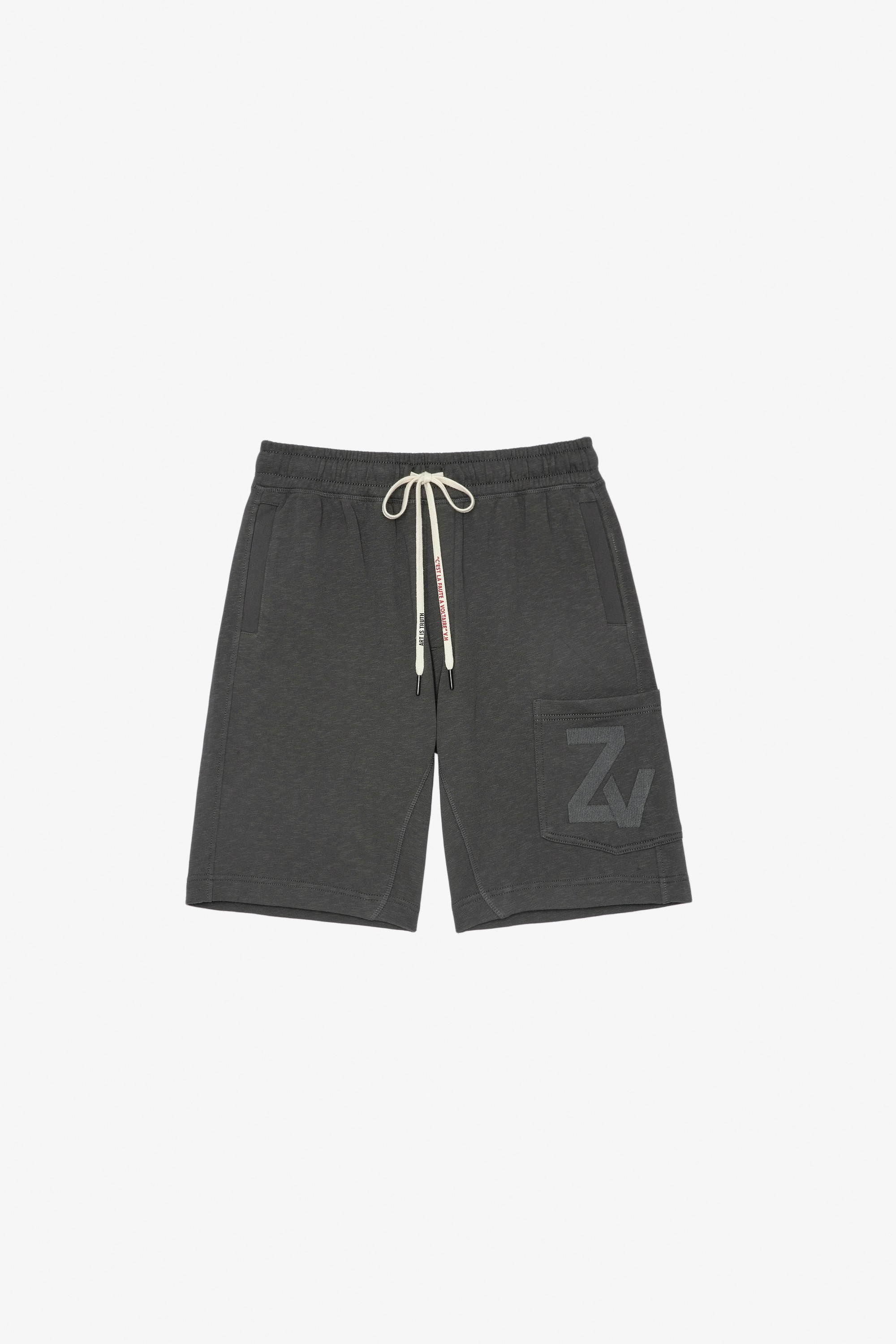 Parker Shorts Men's shorts in beige cotton fleece with ZV signature
