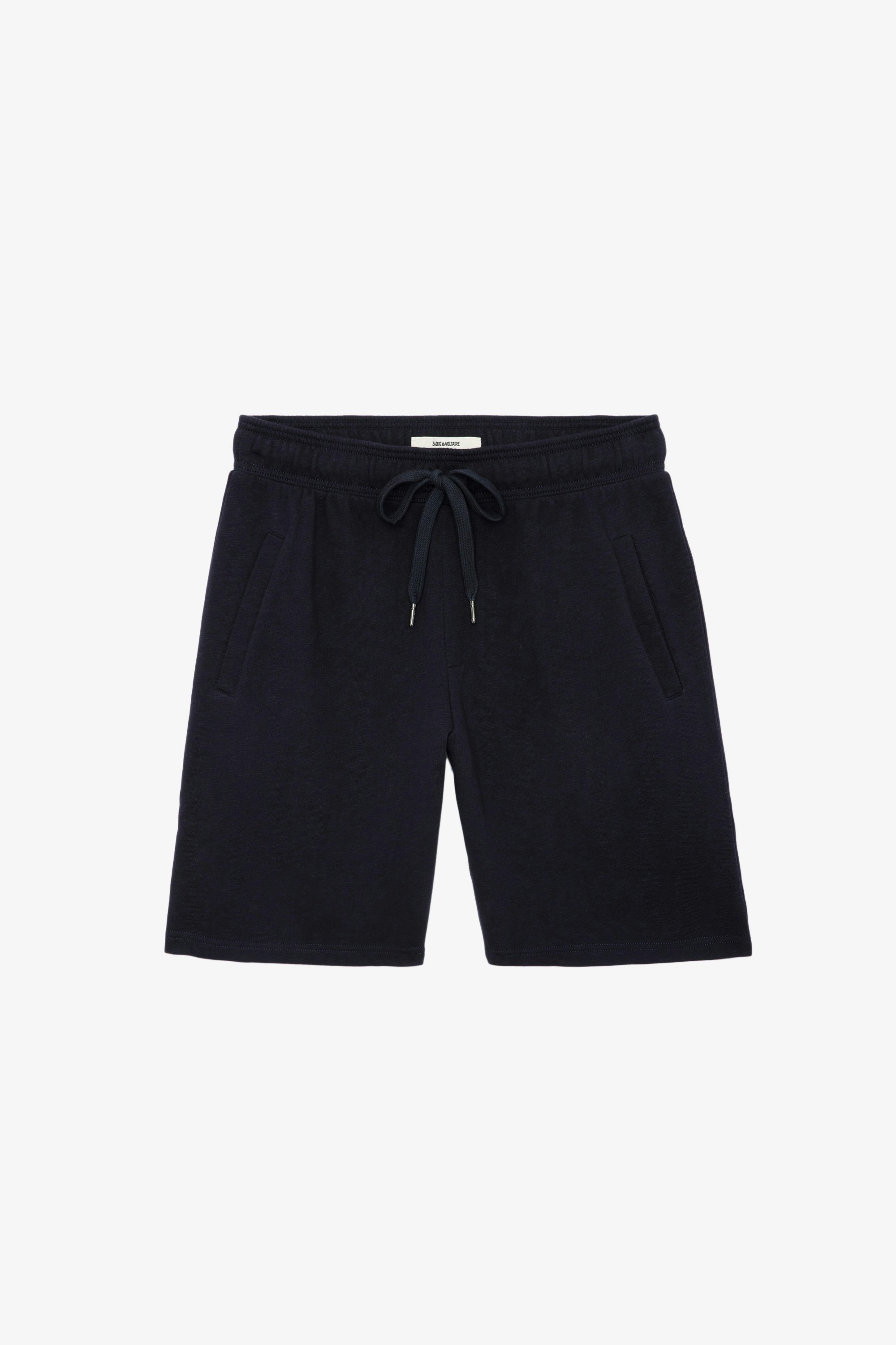 Party Shorts - Navy blue cotton fleece shorts with pockets and Studio patch on the back.