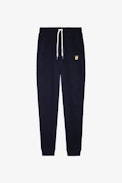 Hose Capri Skull - Tintenfarbener Herren-Jogginganzug aus Fleece mit Totenkopfaufnäher. Dieses Produkt ist nach GOTS zertifiziert und aus Fasern aus biologischem Anbau hergestellt.