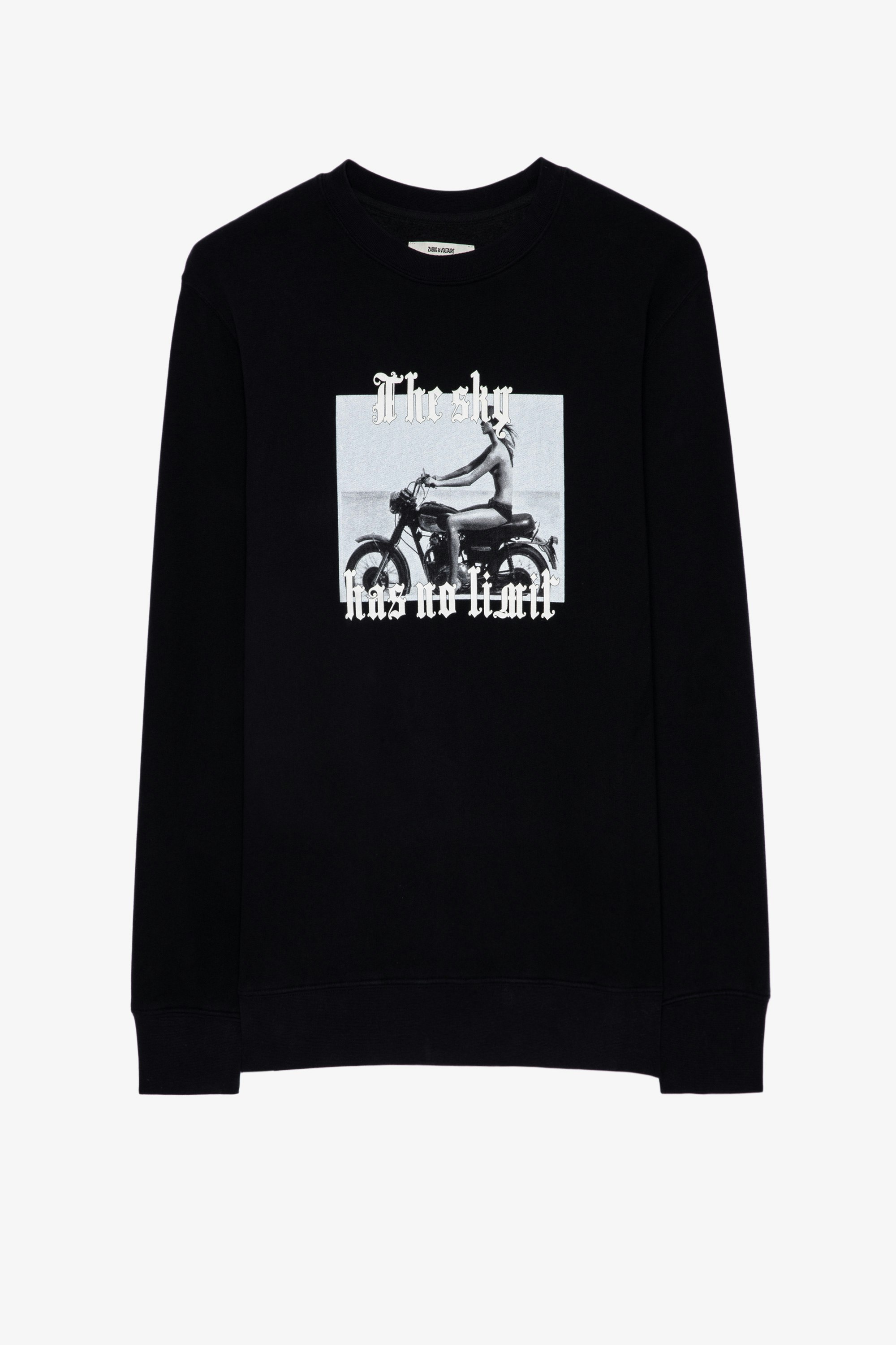 Sweatshirt Simba Schwarzes Sweatshirt aus Baumwolle mit Photo-Print „The sky has no limit“ für Herren