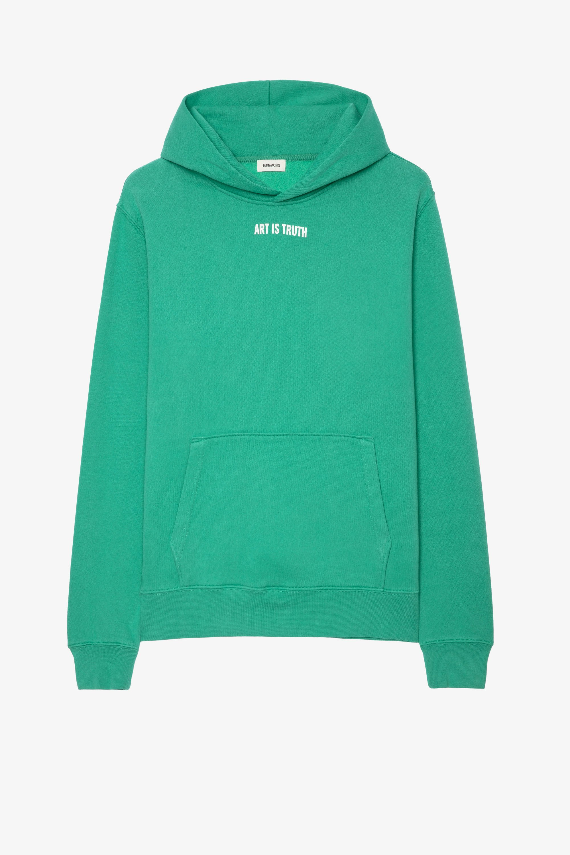 Sanchi Sweatshirt Men's 'Art is Truth' green cotton hoodie