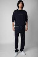 Felpa Simba Blason - Felpa in cotone blu navy con applicazione stemma da uomo