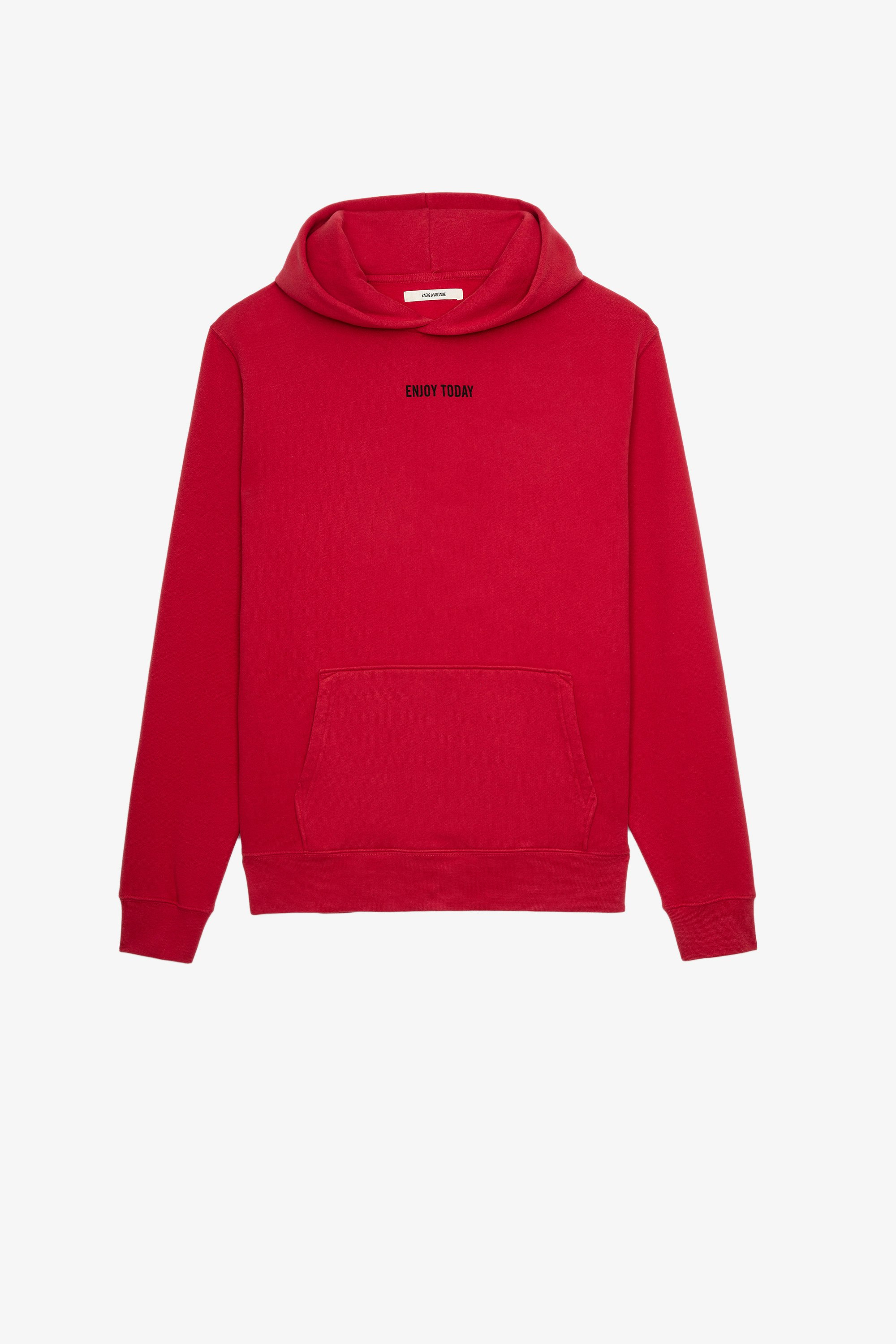 Sanchi フォトプリント スウェット Men’s red cotton sweatshirt with photoprint on back