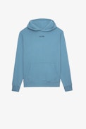 Sudadera Sanchi Photoprint - Sudadera de hombre de algodón azul celeste adornada con un estampado fotográfico en la espalda