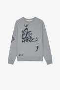 Sudadera Simba - Sudadera de algodón color gris jaspeado con estampado Jormi Hombre