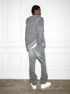 Felpa Alex Skull - Felpa in cotone grigio con zip, cappuccio, tasche e toppa Skull XO.