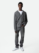 Felpa Alex Skull - Felpa in cotone grigio con zip, cappuccio, tasche e toppa Skull XO.