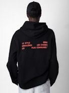Sancho Photoprint Sweatshirt - Men's black hoodie with photo print on front.