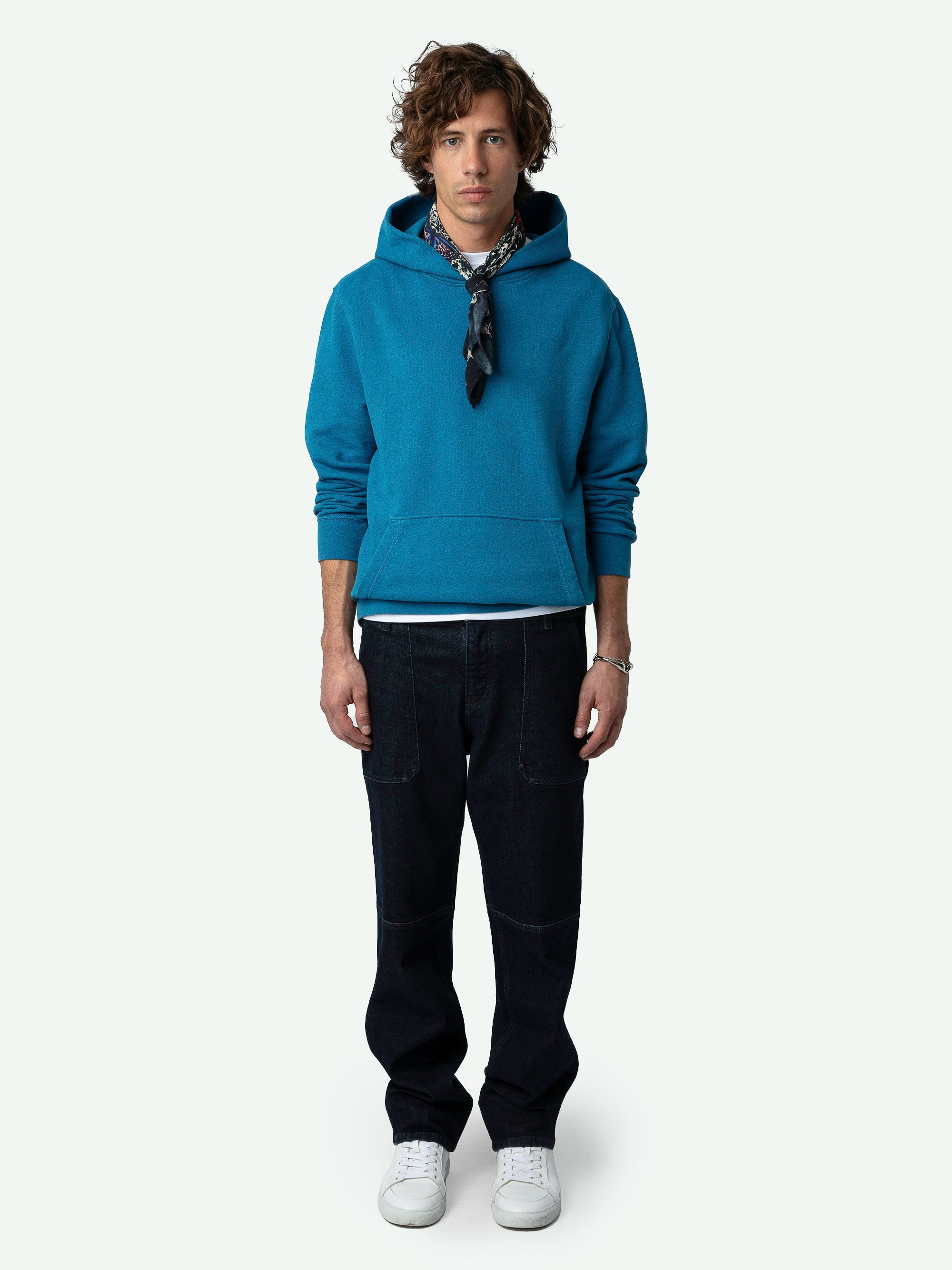 Sanchi Photoprint Sweatshirt - Long-sleeved oversized hooded fleece sweatshirt with Rainbow photoprint on the back.