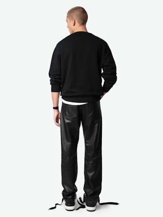 Aime Sweatshirt - Black fleece sweatshirt in organic cotton with long sleeves and "Rock'N'Roll Is Not Dead" embroidery.