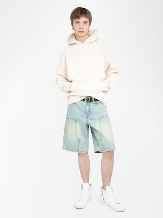 Georgio Sweatshirt - Long-sleeved hooded sweatshirt with raglan sleeves and back print.