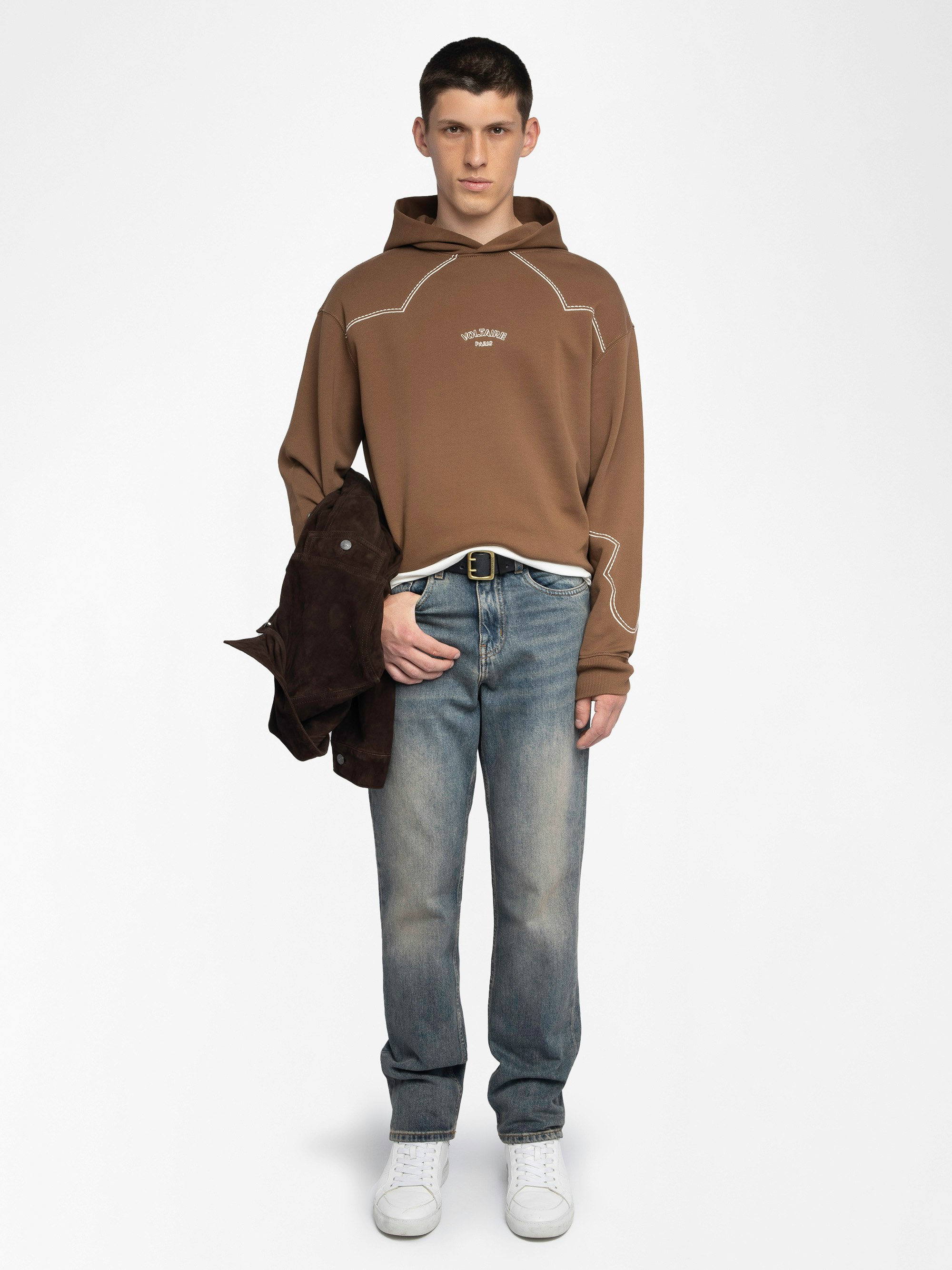 Sweatshirt Sweeny - Long-sleeved hooded sweatshirt with western cutouts.