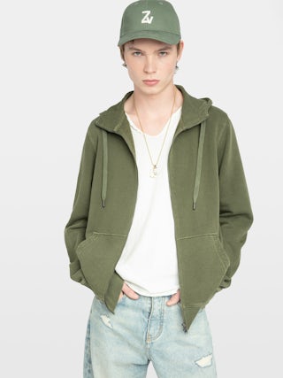 Alex Sweatshirt - Hooded sweater with zip closure, long sleeves and back print.