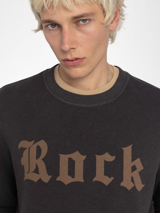 Sweatshirt Stony - Long-sleeved sweatshirt with chevron ribbed cuffs and front print.