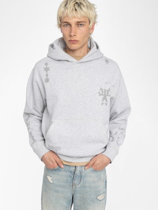 Sacha Sweatshirt - Long-sleeved hooded sweatshirt with multi-custom print.