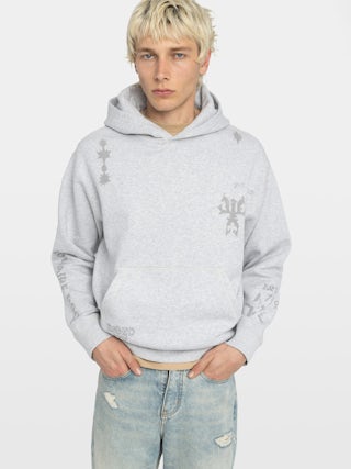 Sacha Sweatshirt - Long-sleeved hooded sweatshirt with multi-custom print.
