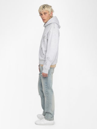 Sacha Sweatshirt - Long-sleeved hooded sweatshirt with multi-custom print.