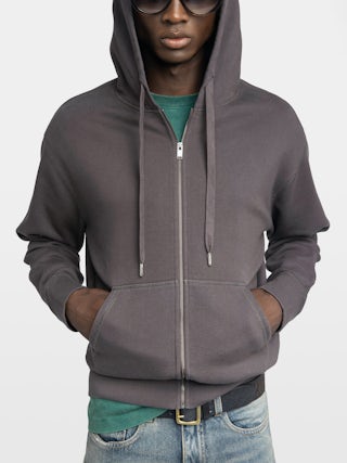 Sacha Sweatshirt - Hooded sweatshirt with zip closure, long sleeves and back print.