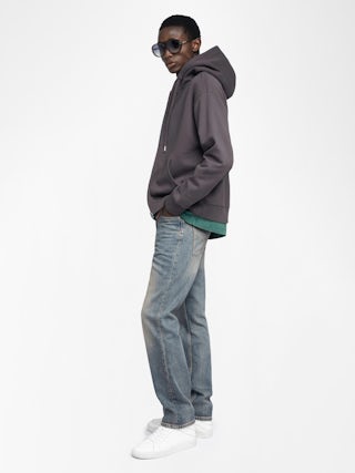 Sacha Sweatshirt - Hooded sweatshirt with zip closure, long sleeves and back print.