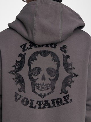 Sacha Sweatshirt - Hooded sweatshirt with zip closure, long sleeves and back print.