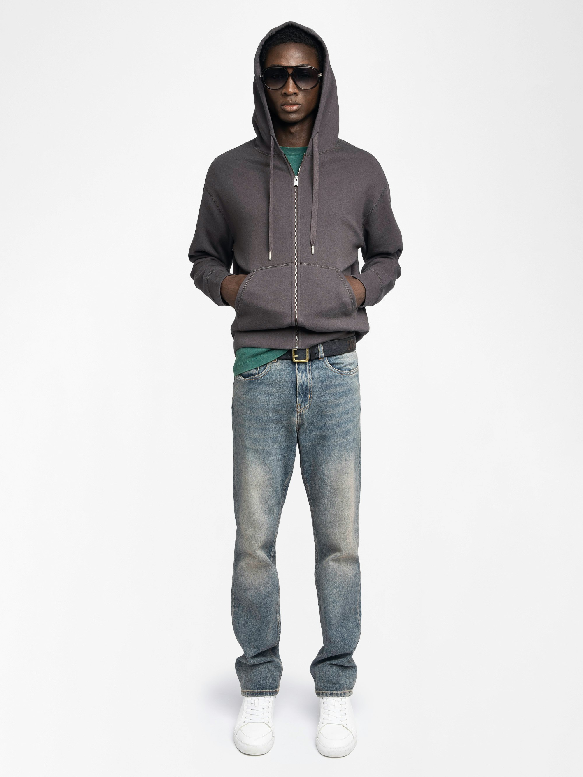 Sacha Sweatshirt - Hooded sweatshirt with zip closure, long sleeves and back print.
